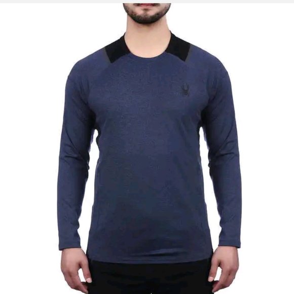 (2) NEW! Spyder Active Men’s Long Sleeve Shirt Black Blue size XXL XX-LARGE NWT! - Picture 2 of 3